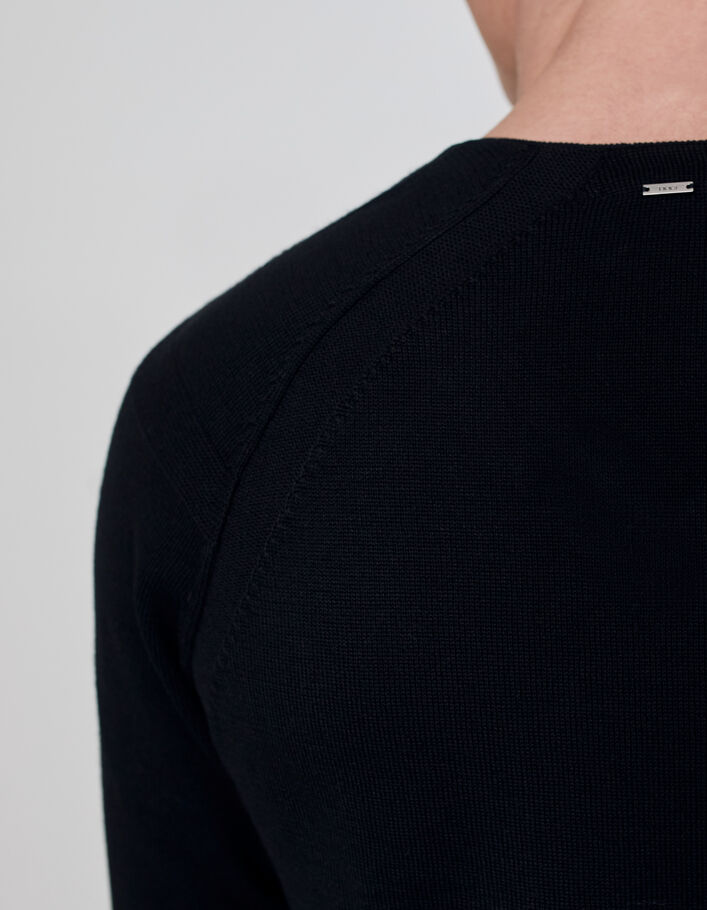 Pull noir tricot à col V Homme