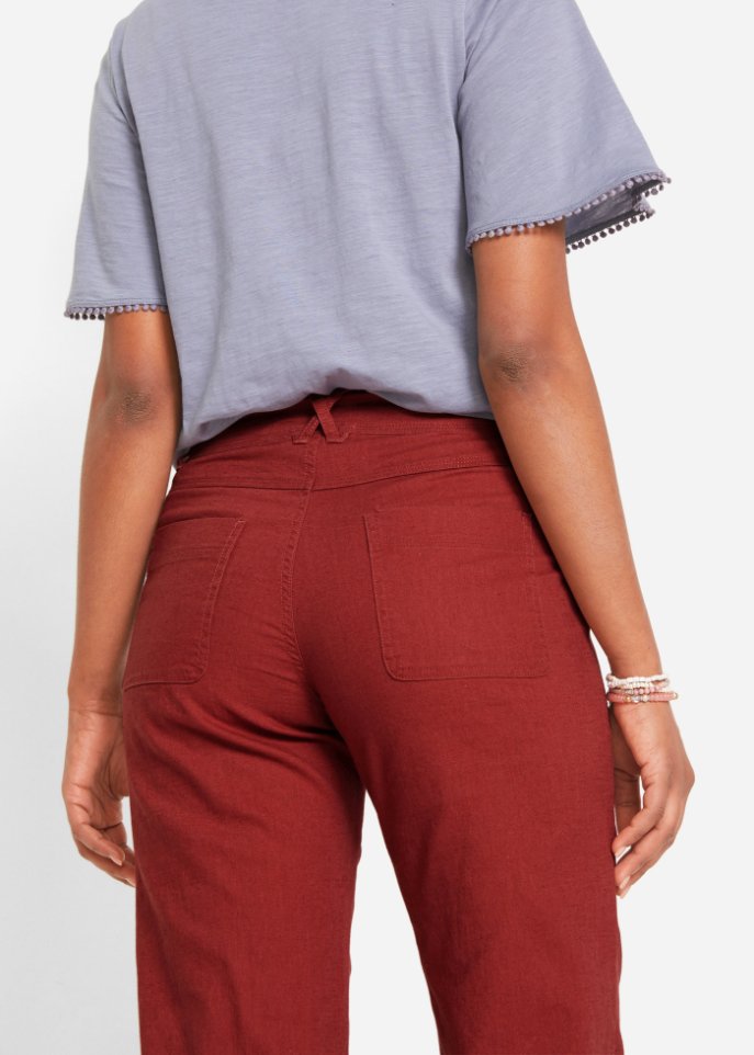 3/4 Hose mit Leinen und Bequembund, Loose-Fit