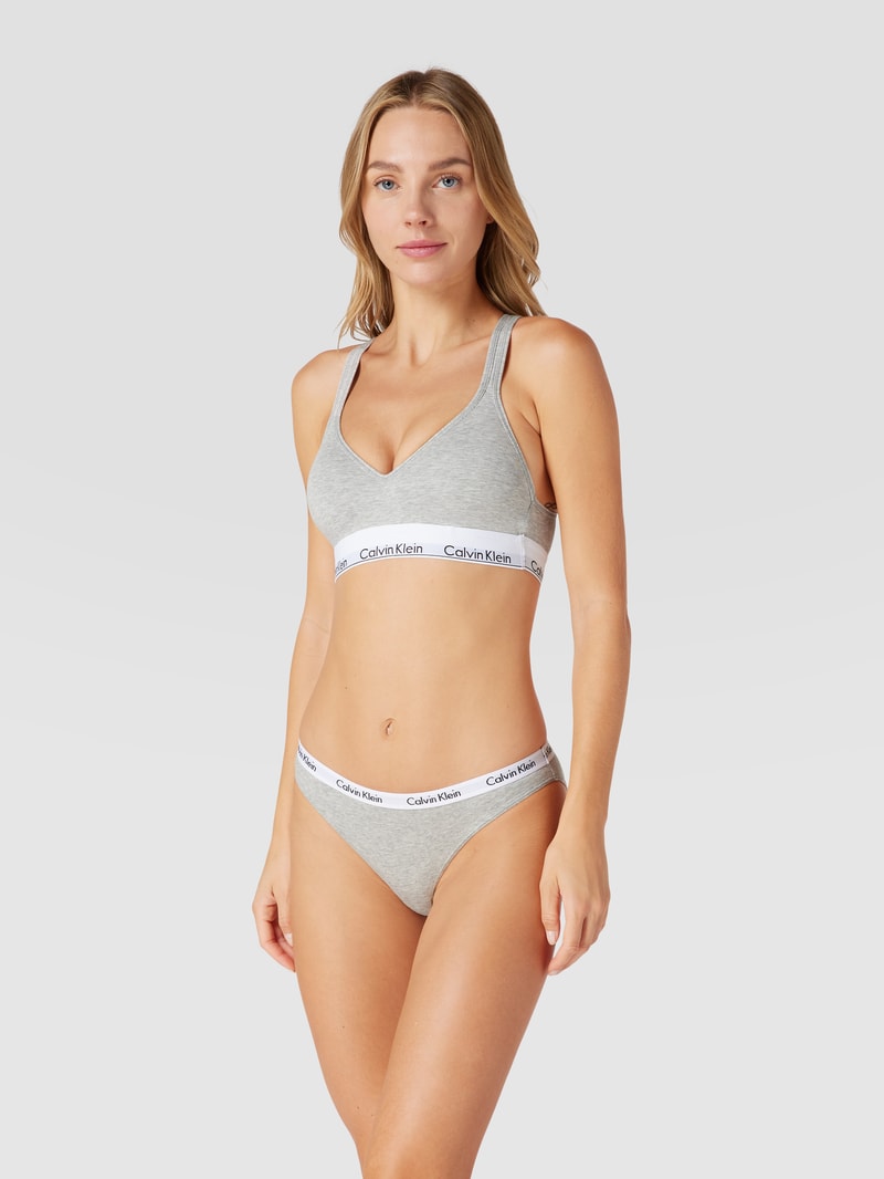 Bralette mit Logo-Bund in hellgrau meliert