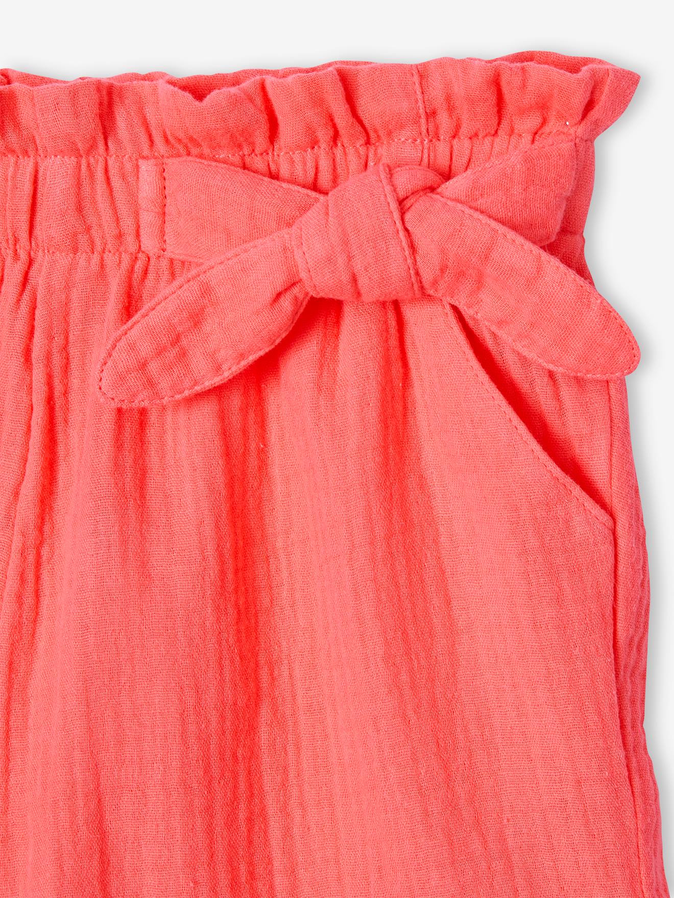 Vertbaudet Mädchen Paperbag-Shorts, Musselin - vanille