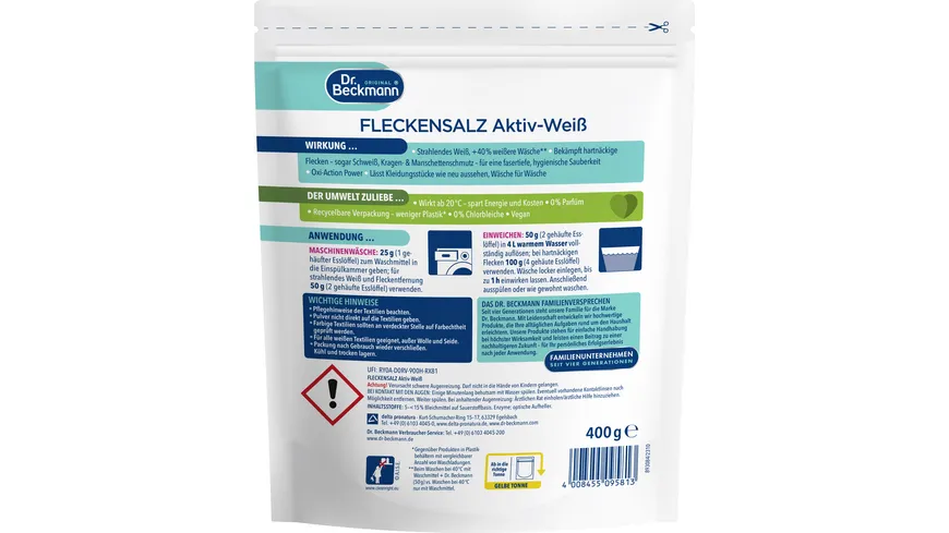 Dr. Beckmann Fleckensalz Aktiv-Weiß 400 g