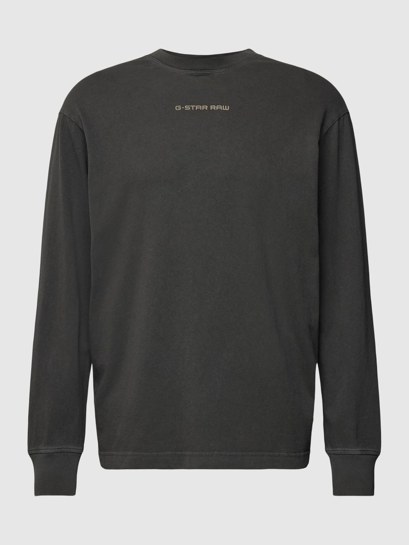 Sweatshirt in unifarbenem Design mit Label-Print in schwarz