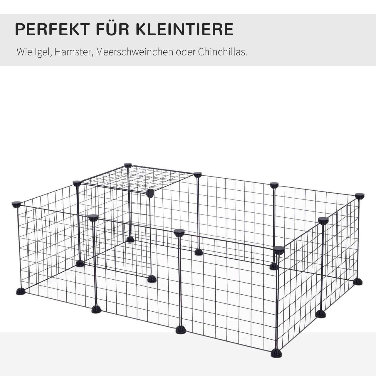 PawHut Freilaufgehege Laufstall Käfig für Kleintiere Metallgitter umformbar