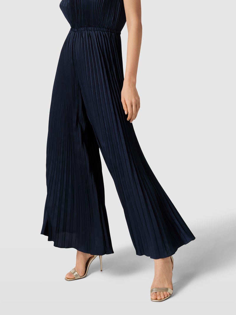 Jumpsuit mit Plisseefalten Modell 'CHAIN' in marineblau