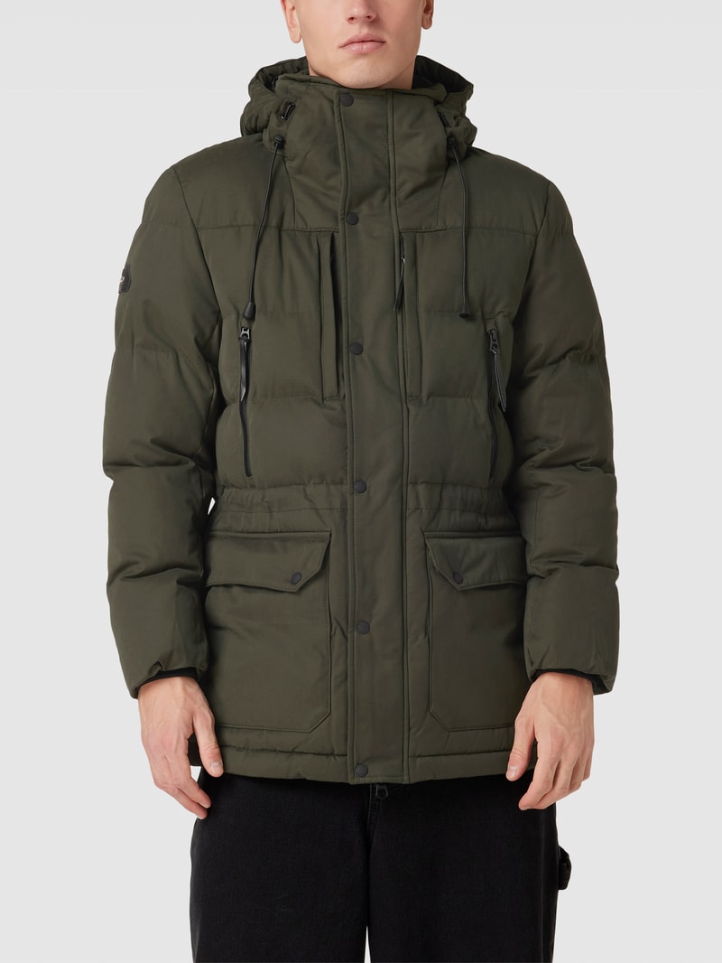 Steppjacke mit Kapuze in olivgrün