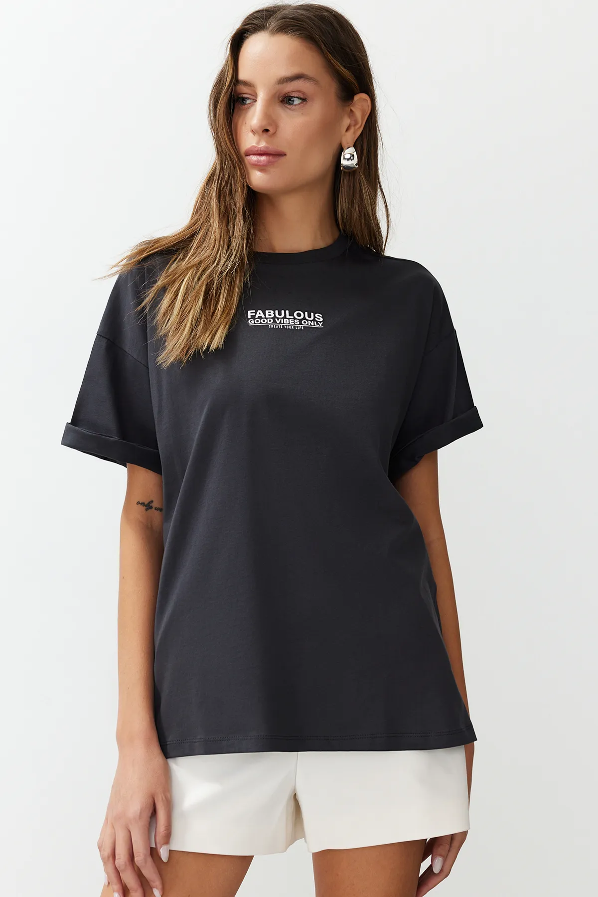 Trendyol Collection  T-Shirt - Grau - Oversized