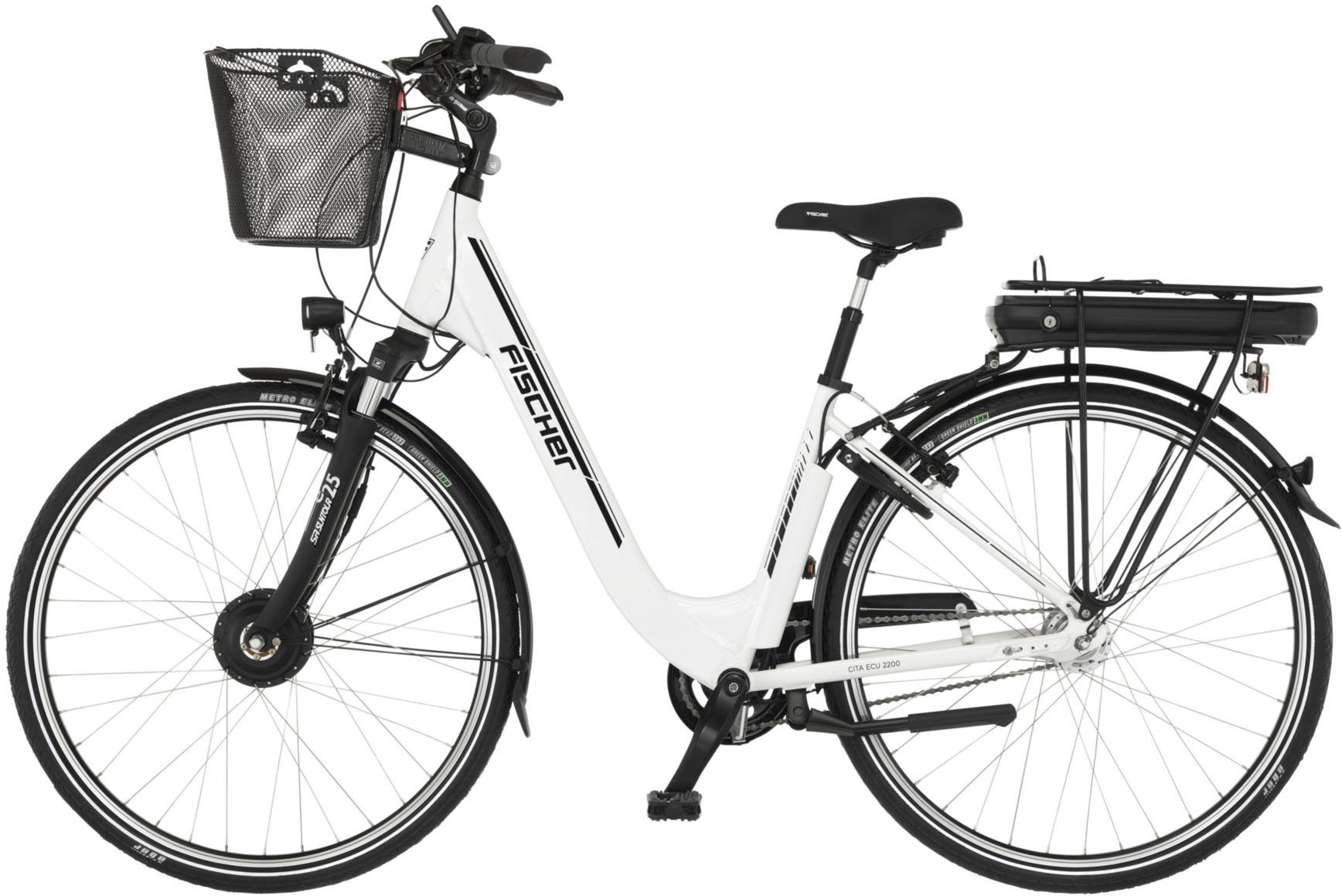 FISCHER Fahrrad E-Bike CITA ECU 2200 522, 7 Gang Shimano Nexus Schaltwerk, Nabenschaltung, Frontmotor, 522 Wh Akku, (mit Fahrradschloss)
