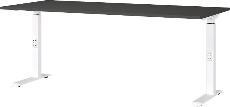 GERMANIA Sitz-Stehschreibtisch Mailand Metall, Spanplatte Weiß C-Fuß 1.800 x 800 x 910 mm