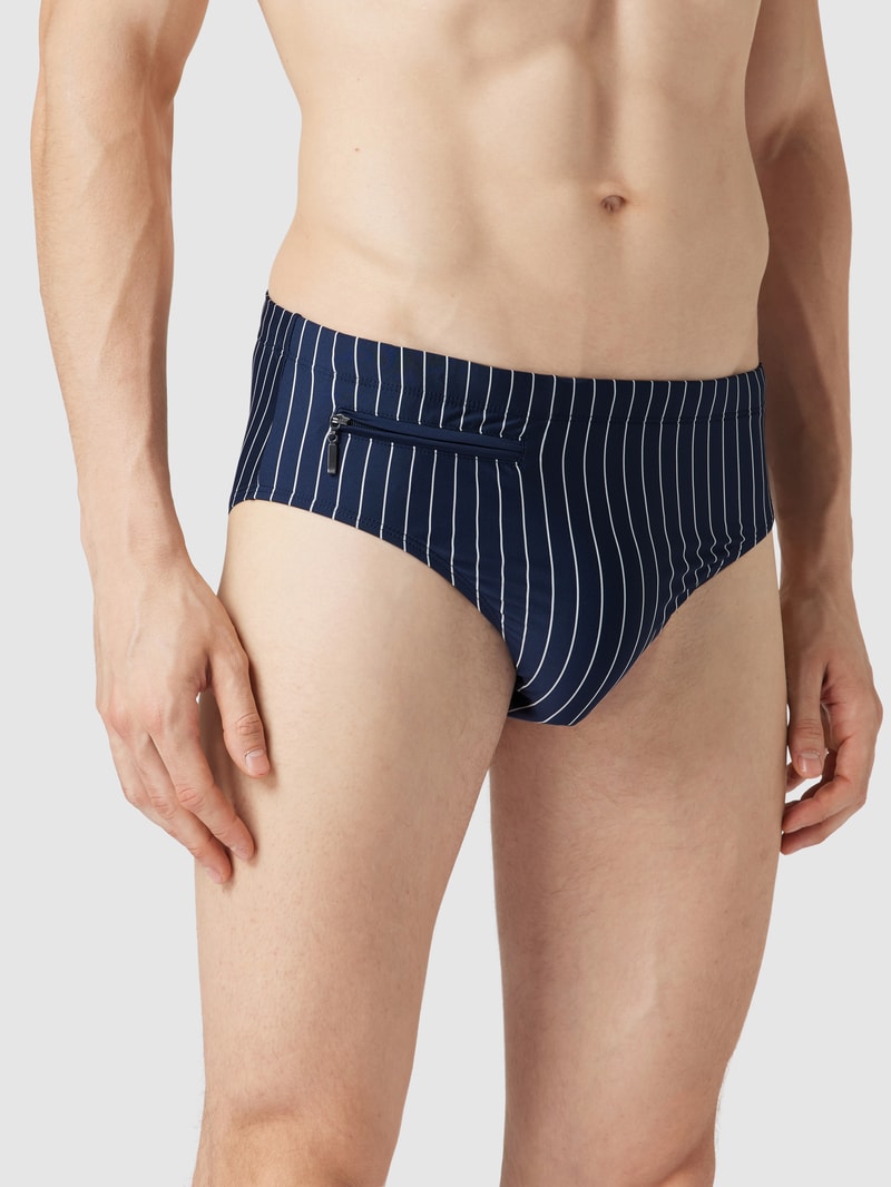 Badehose mit Streifenmuster in marineblau