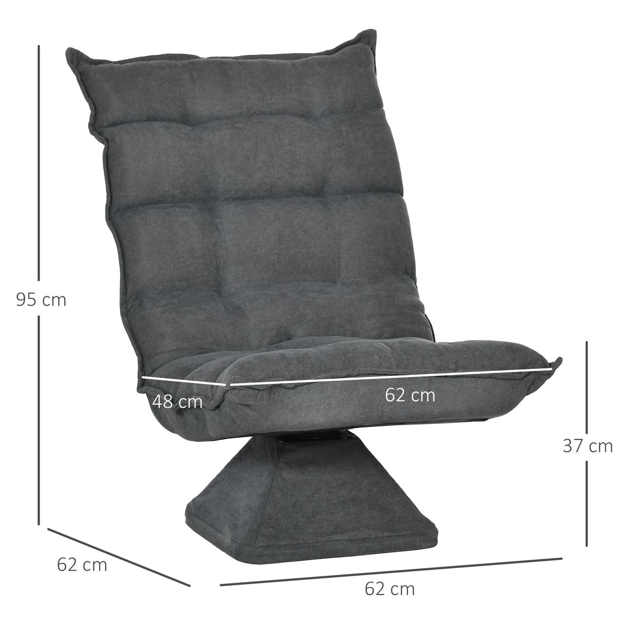 HOMCOM Bodenstuhl Bodensofa mit Verstellbarer Rückenlehne für Wohnzimmer, Büro