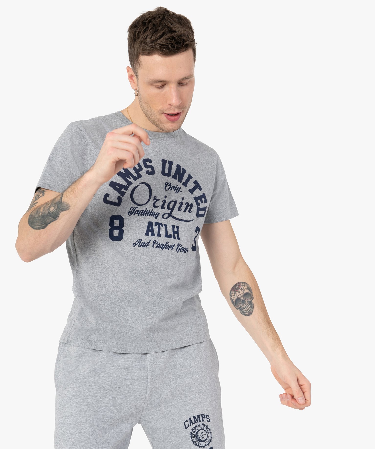 Tee-shirt homme avec inscription XXL - Camps United gris | GEMO