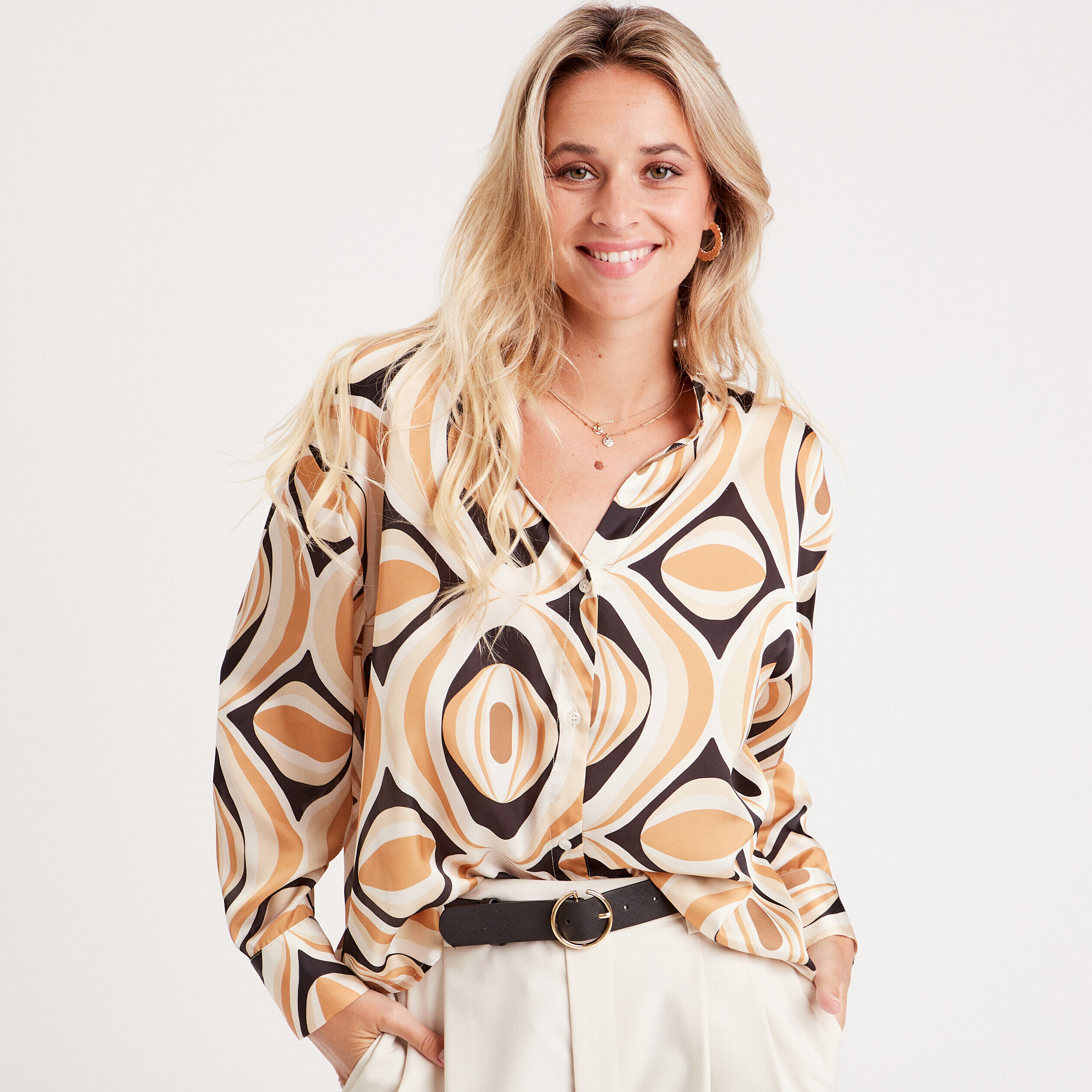 Chemise manches longues beige femme | Cache Cache