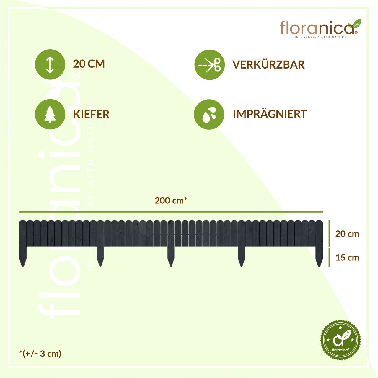 Pemicont Rollborder Flexibler Holzzaun Rolborder Beeteinfassung Rasenkante Gartenzaun