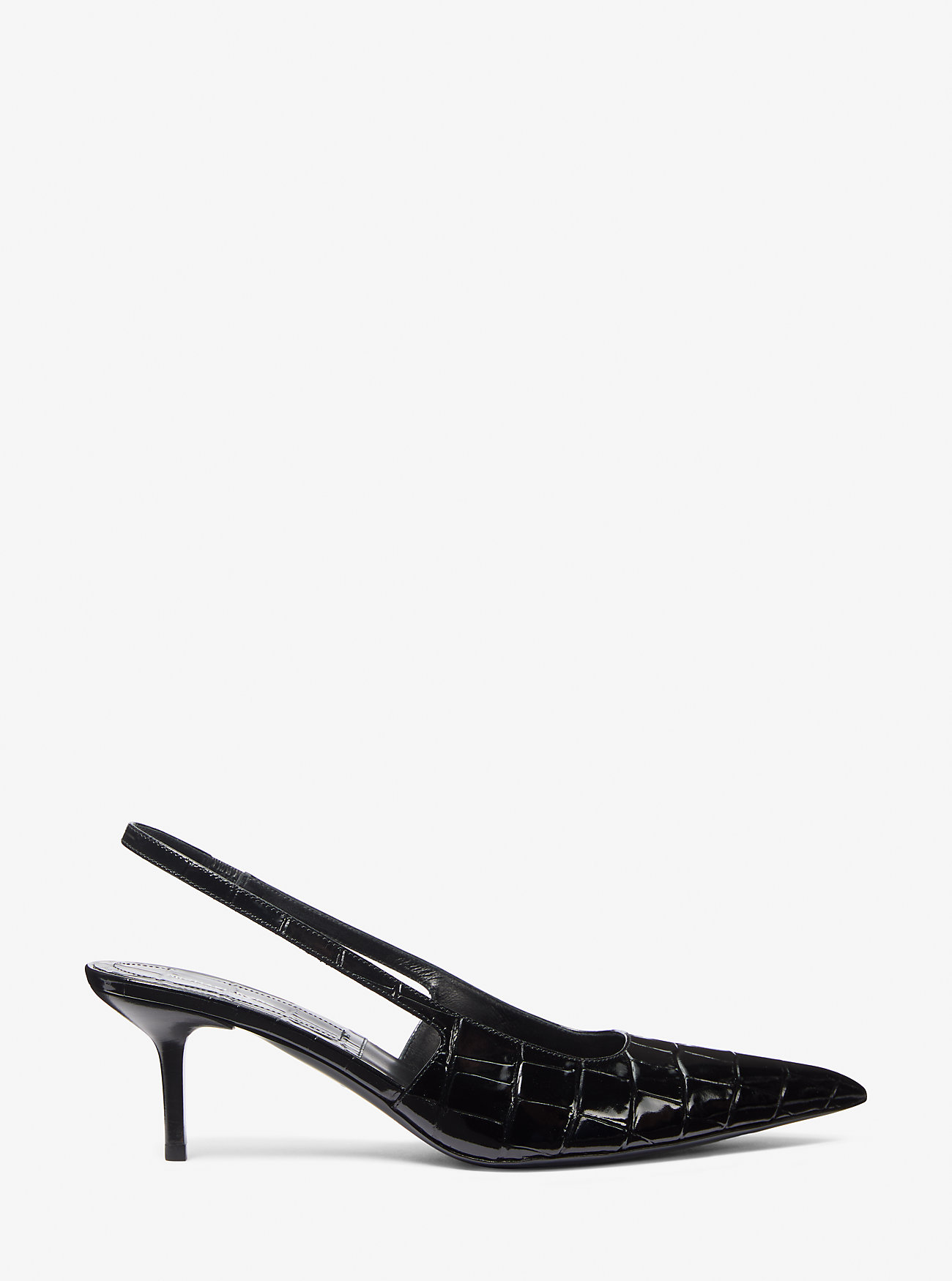 Emma Crocodile Embossed Leather Slingback Pump - BLACK