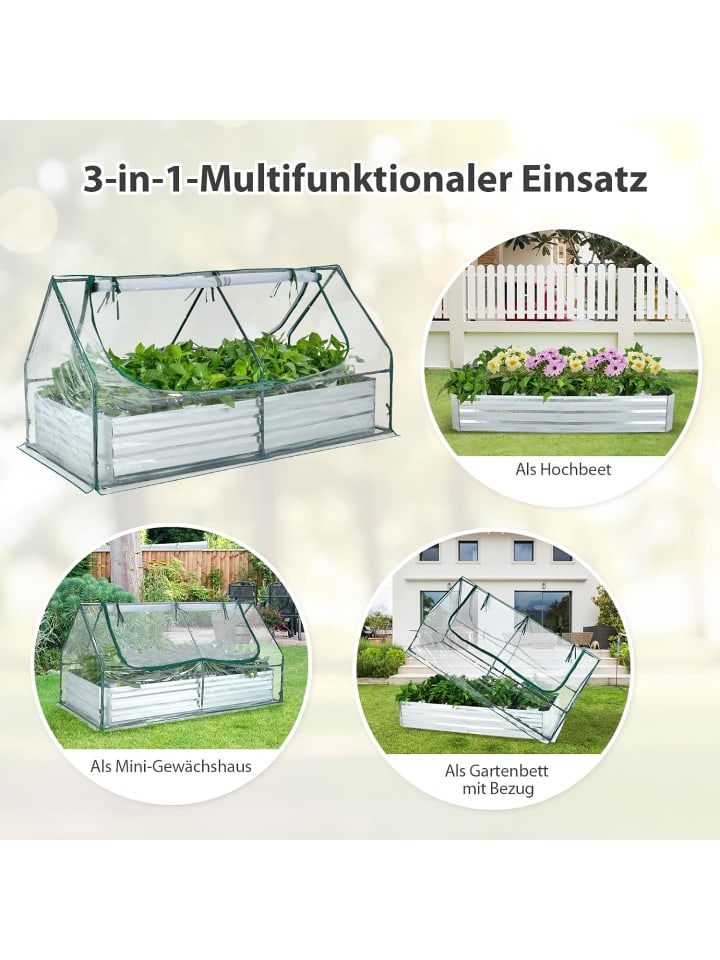 COSTWAY 2 in 1 Hochbeet mit Gewächshaus in Silber günstig kaufen onesize