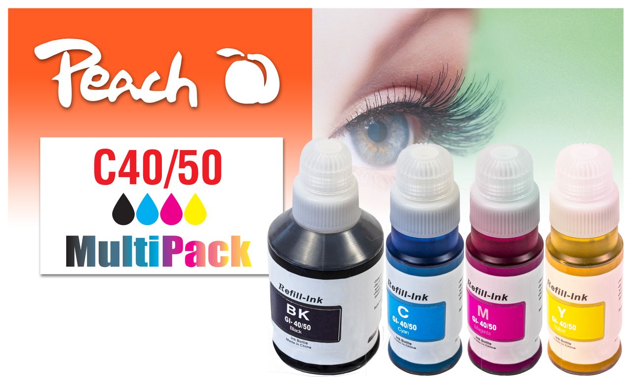 Peach Spar Pack Tintenpatronen ersetzt Canon GI-40, GI-50