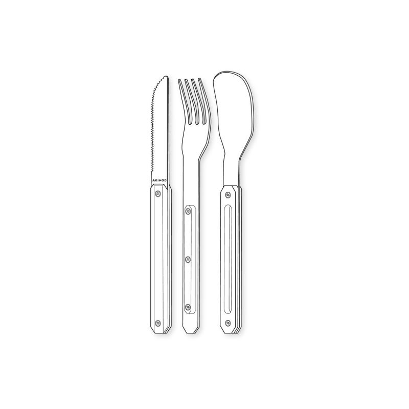 Akinod Magnetic Straight Cutlery 12H34 Black Mirror Tartan Bleu