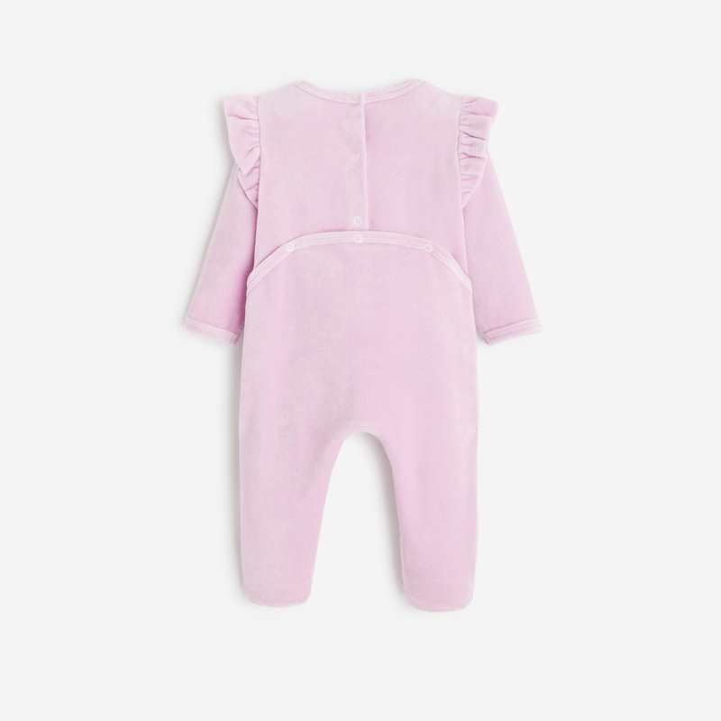 Pyjama violine bébé fille en velours maille côtelée violet Catimini