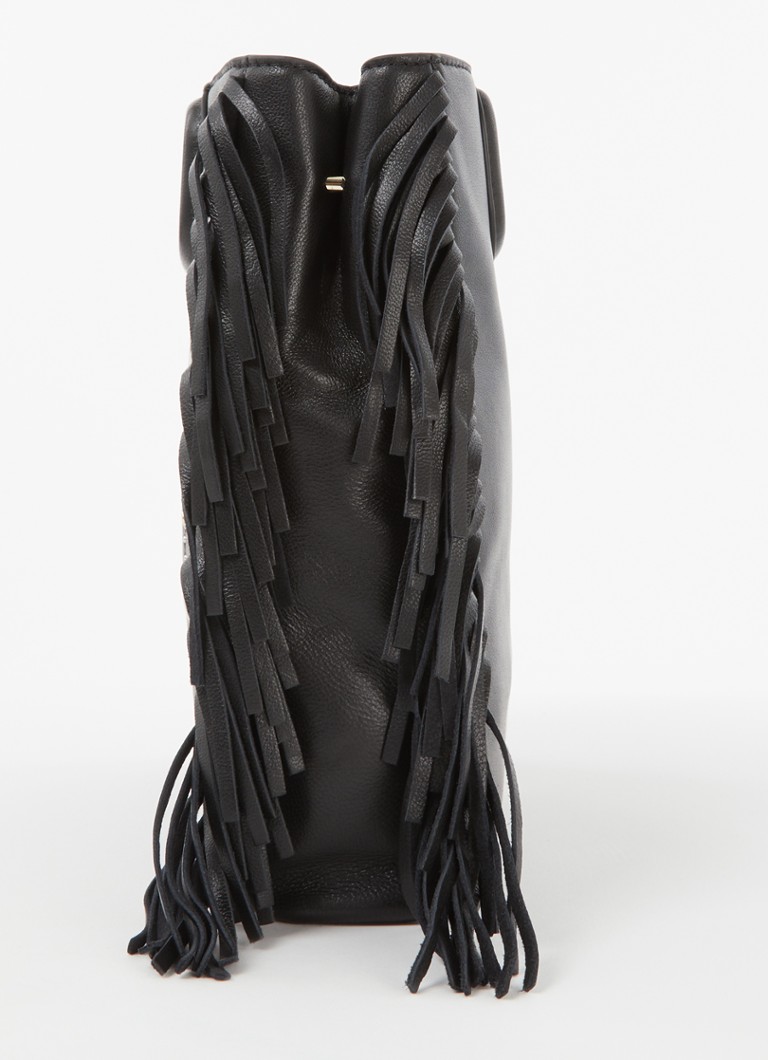 Maje M Bag sheepskin handbag with fringes and studs