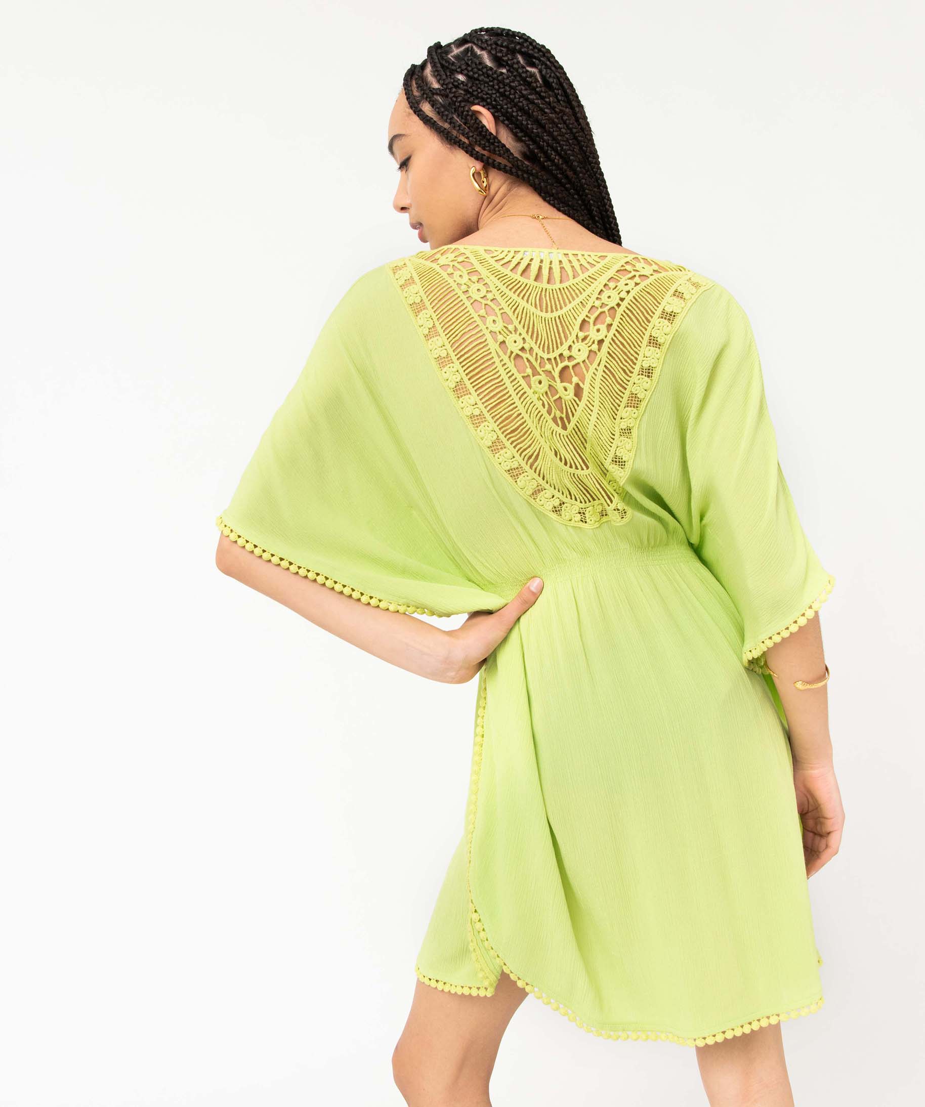 Robe de plage femme avec dos en dentelle vert | GEMO