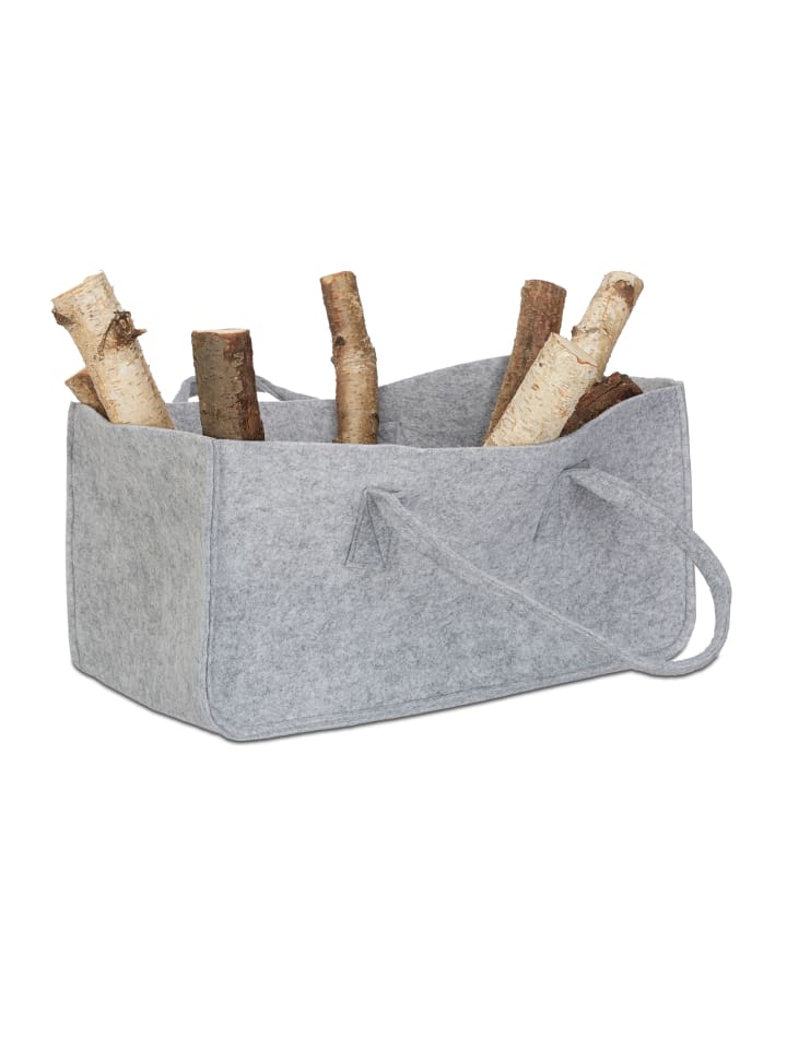 relaxdays Kaminholztasche in Grau günstig kaufen onesize