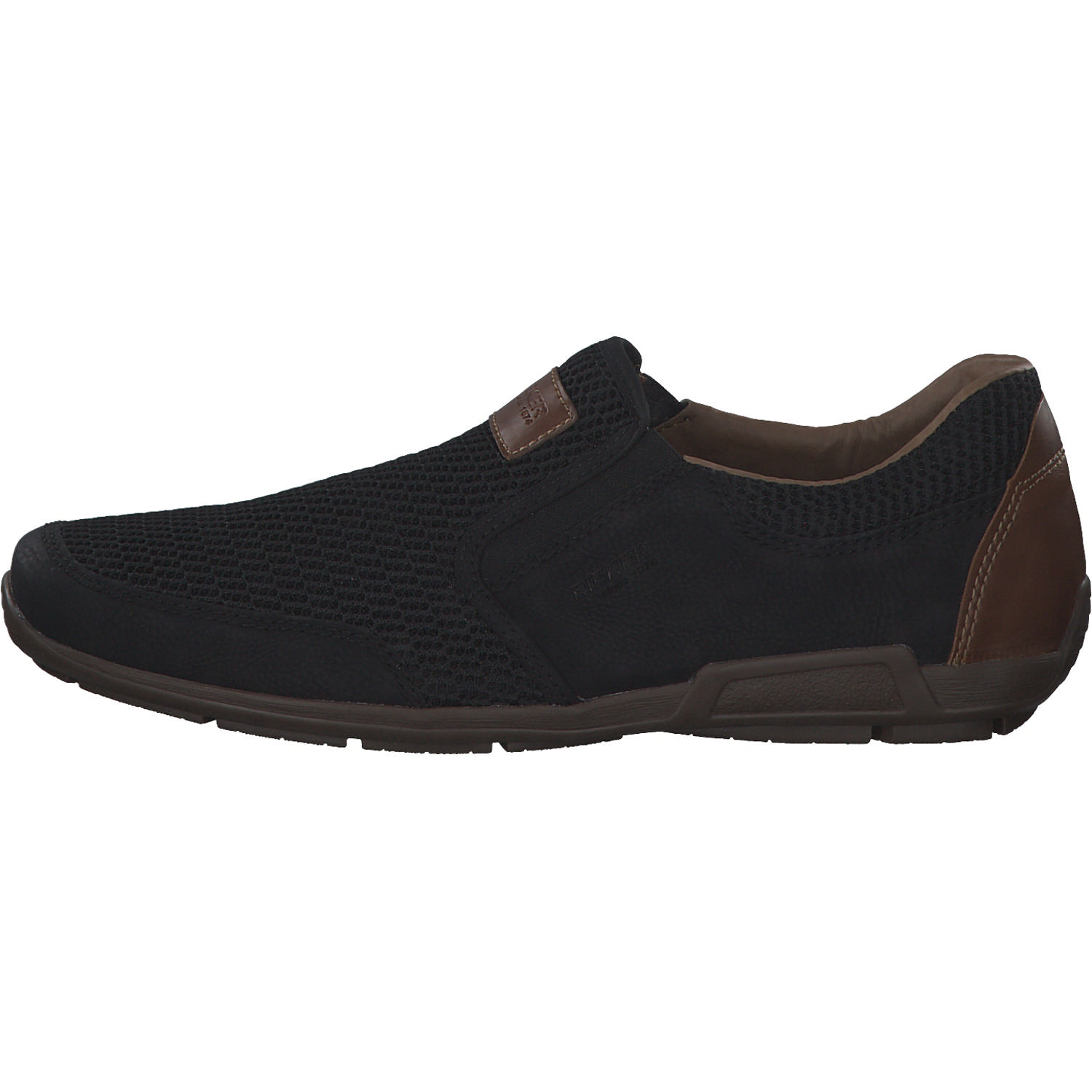 Rieker 09069, Sportliche Slipper, Herren, schwarz/schwarz/amaretto