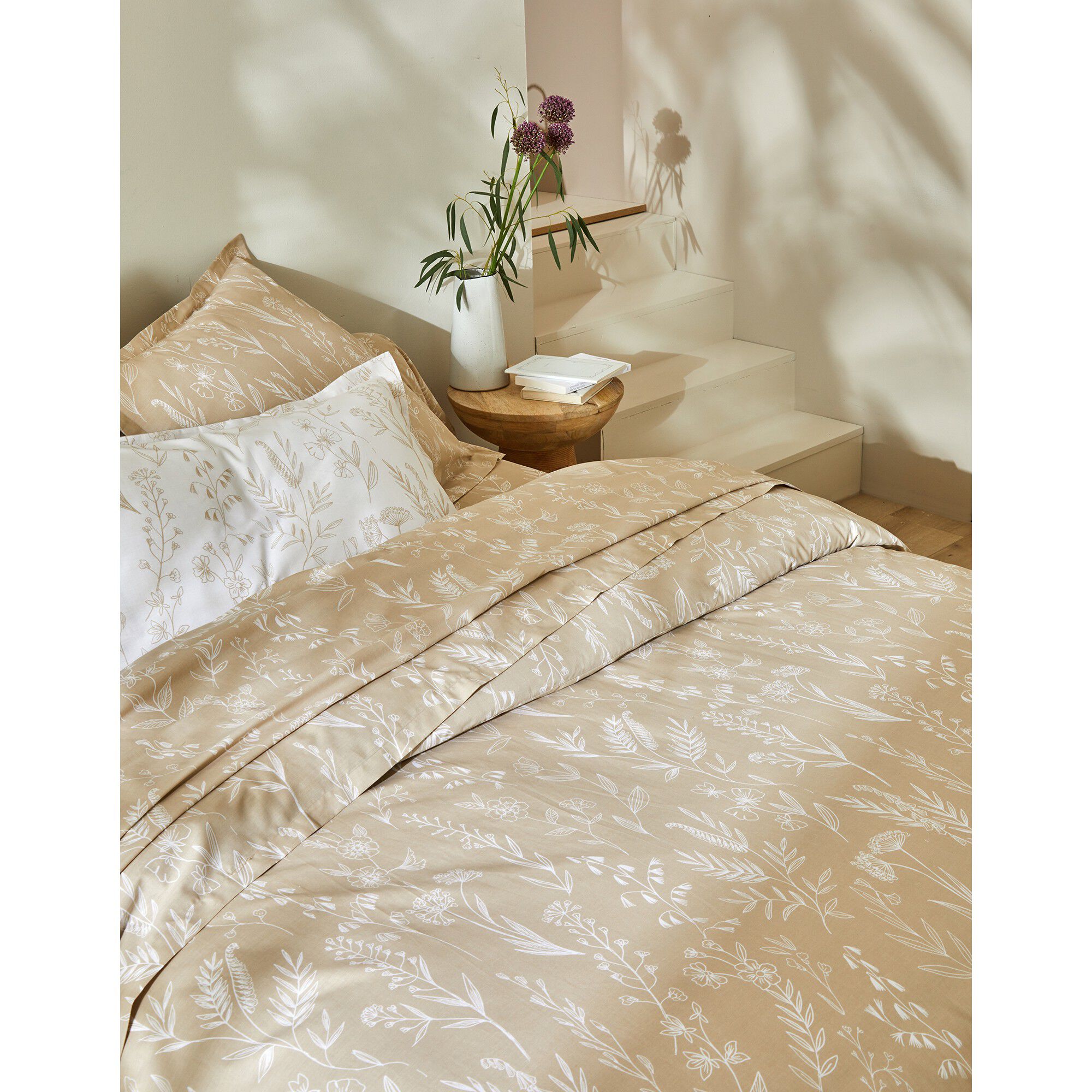 Linge de lit Alessia en coton imprimé fleuri