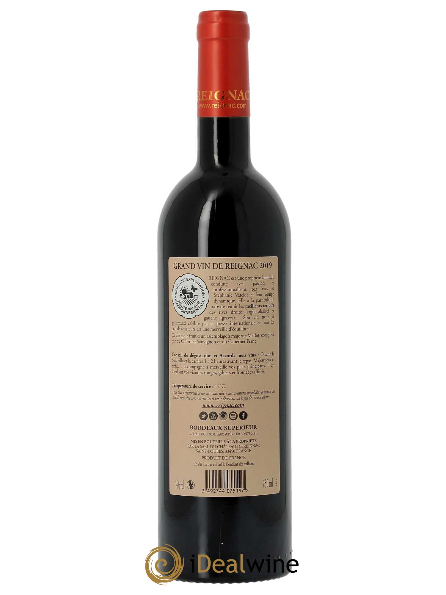 Grand vin de Reignac  2019 - Lot de 1 Bouteille
