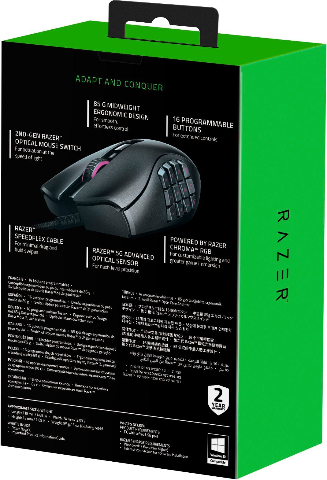 RAZER Naga X Gaming-Maus (kabelgebunden)