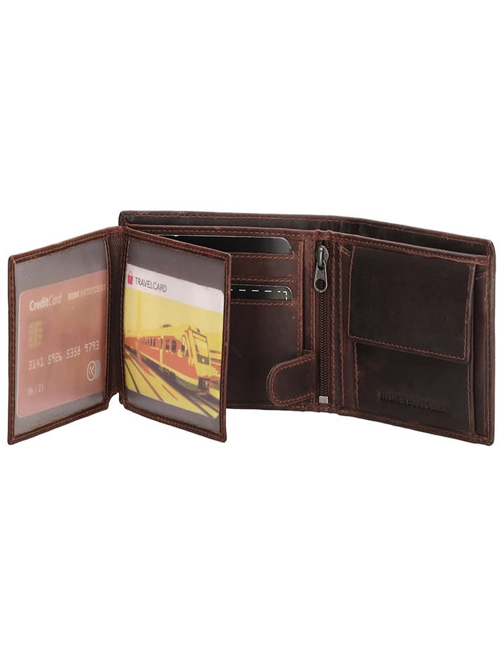 HIDE & STITCHES Leder-Geldbörse in Braun - (B)8 x (H)10 x (T)1,5 cm günstig kaufen onesize