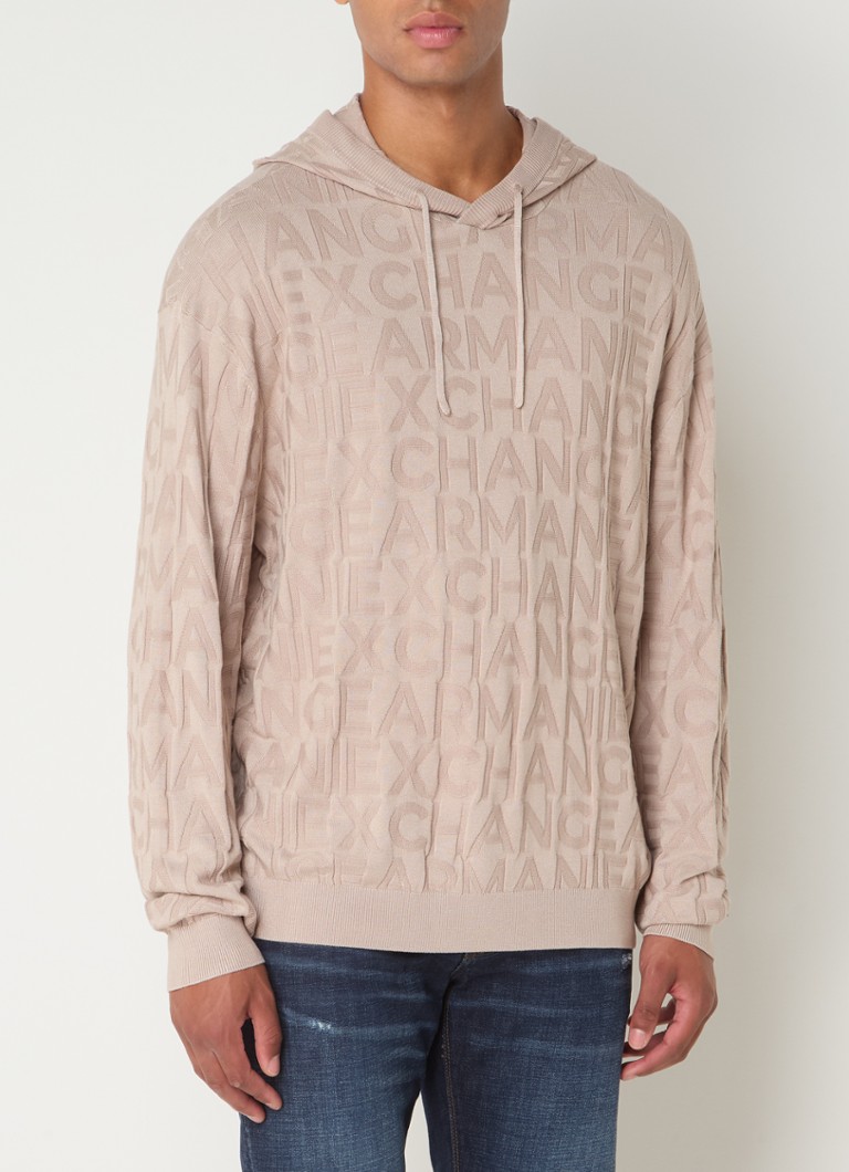 Felpa con cappuccio Armani Exchange in maglia fine con logo stampato