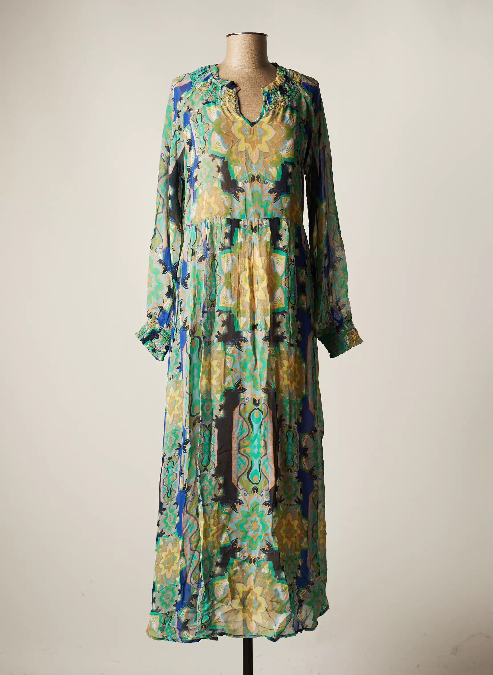 Cream Robes Longues Femme couleur vert