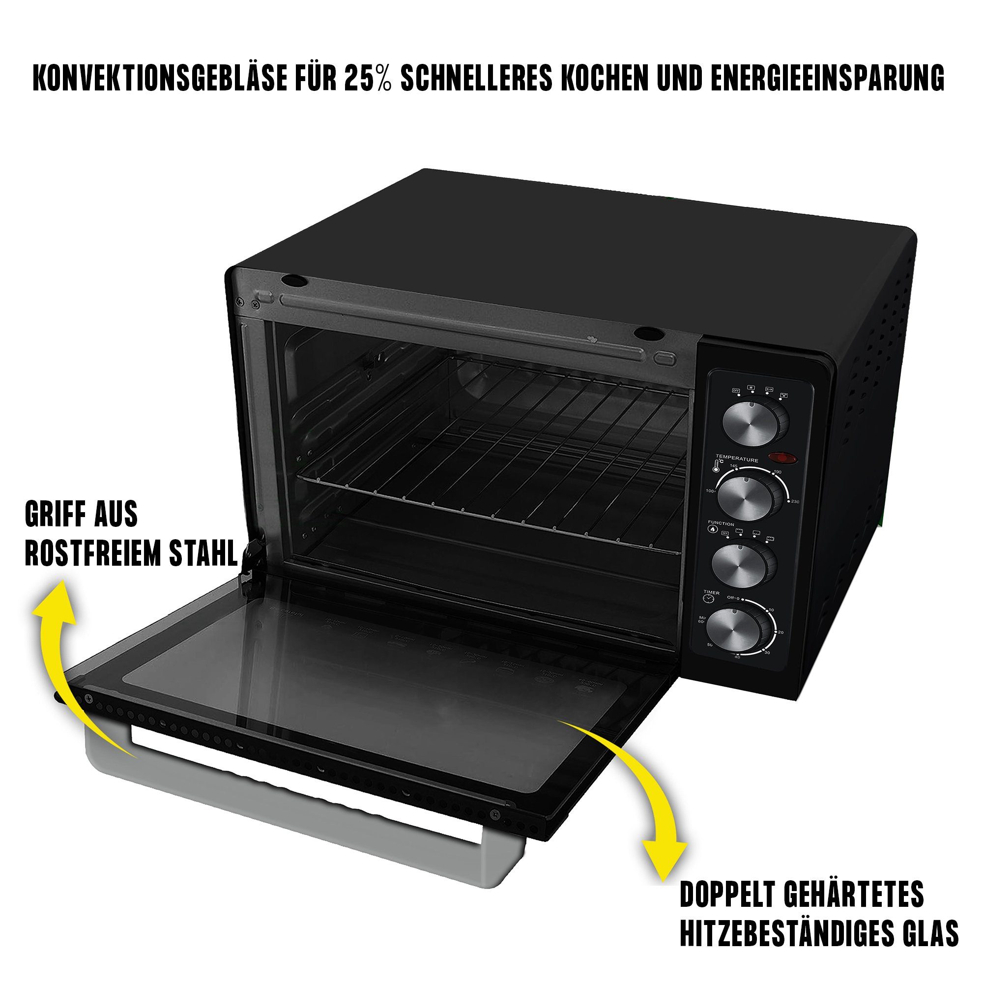 KB Elements Minibackofen ELK45V1, 2000 Watt, 45 Liter, Drehspieß, Konvektionsgebläse