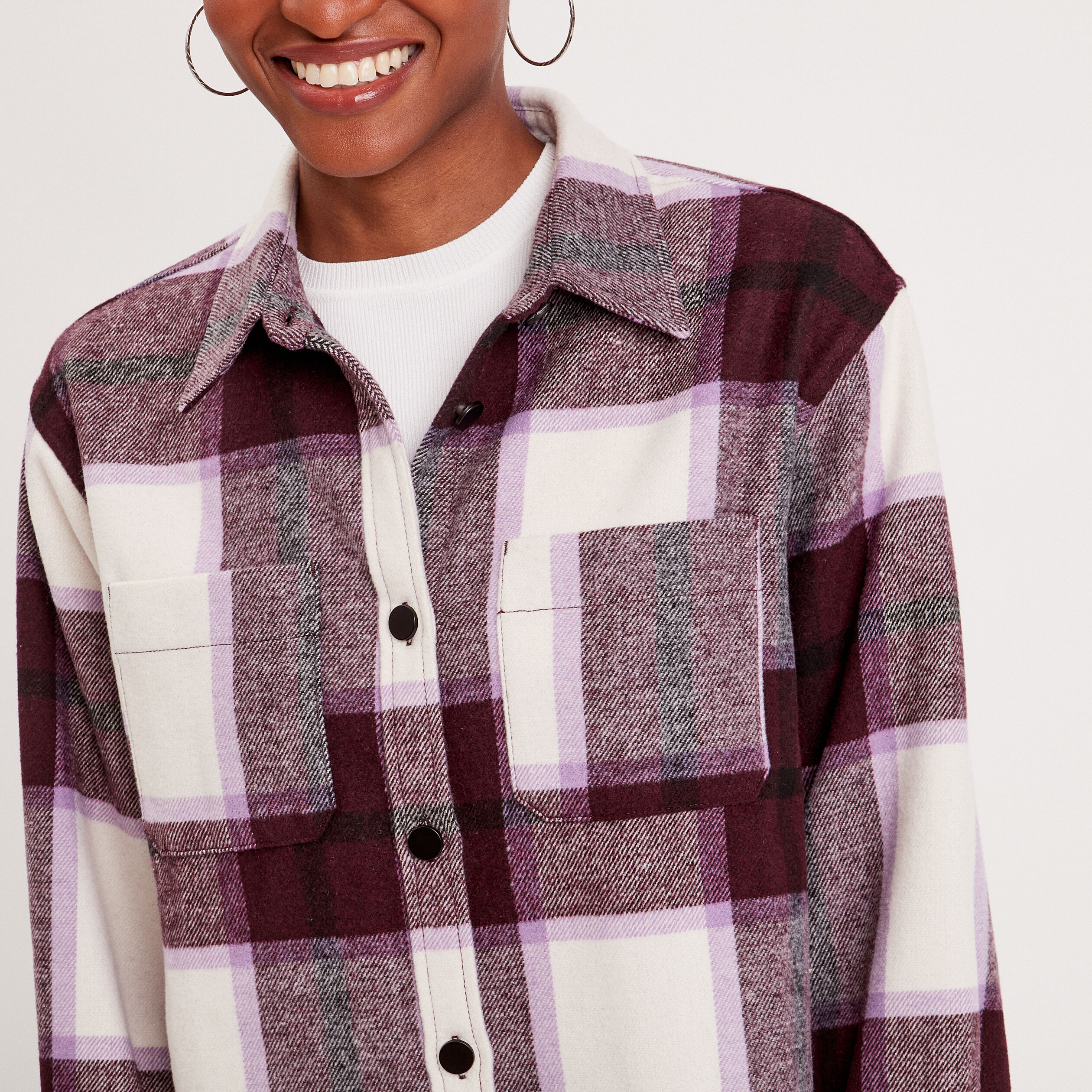 Chemise manches longues violet femme | Cache Cache