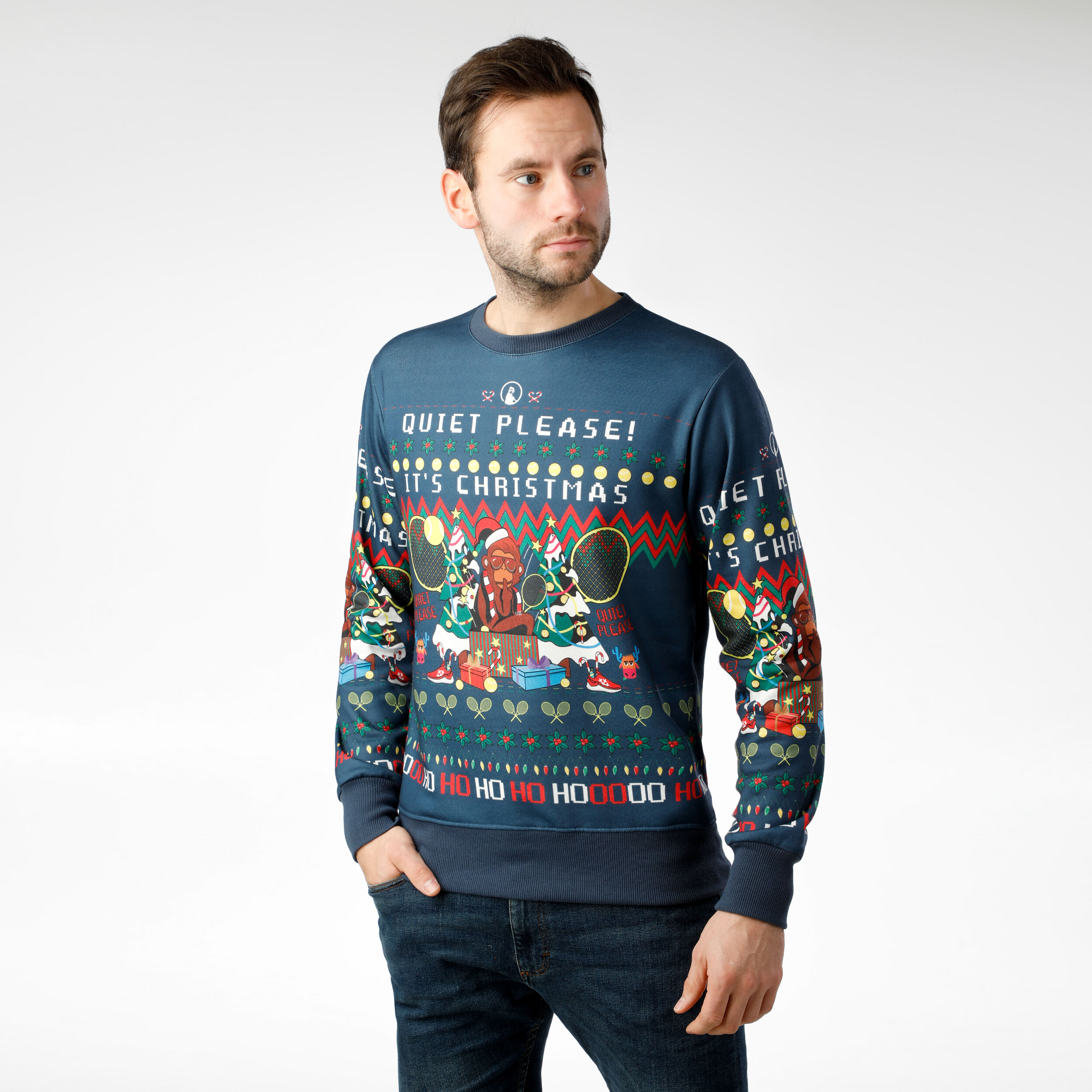 Ugly Christmas Sweatshirt Herren - Dunkelblau, Mehrfarbig