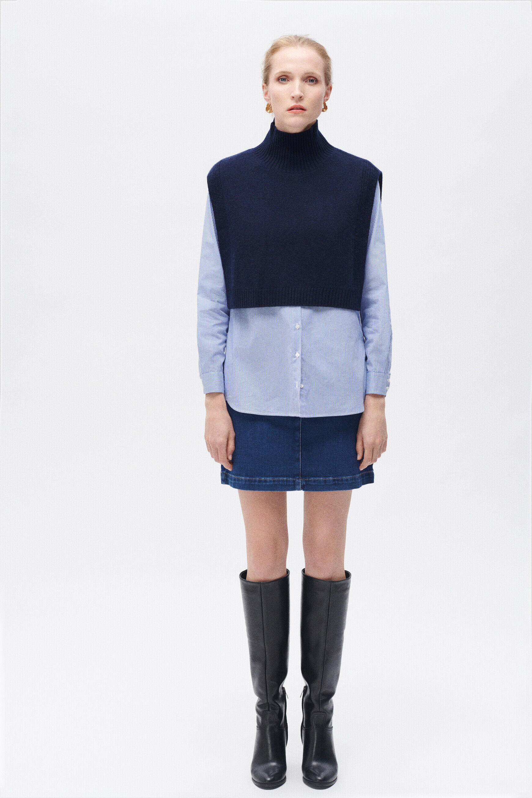 Poncho ysee bleu marine femme