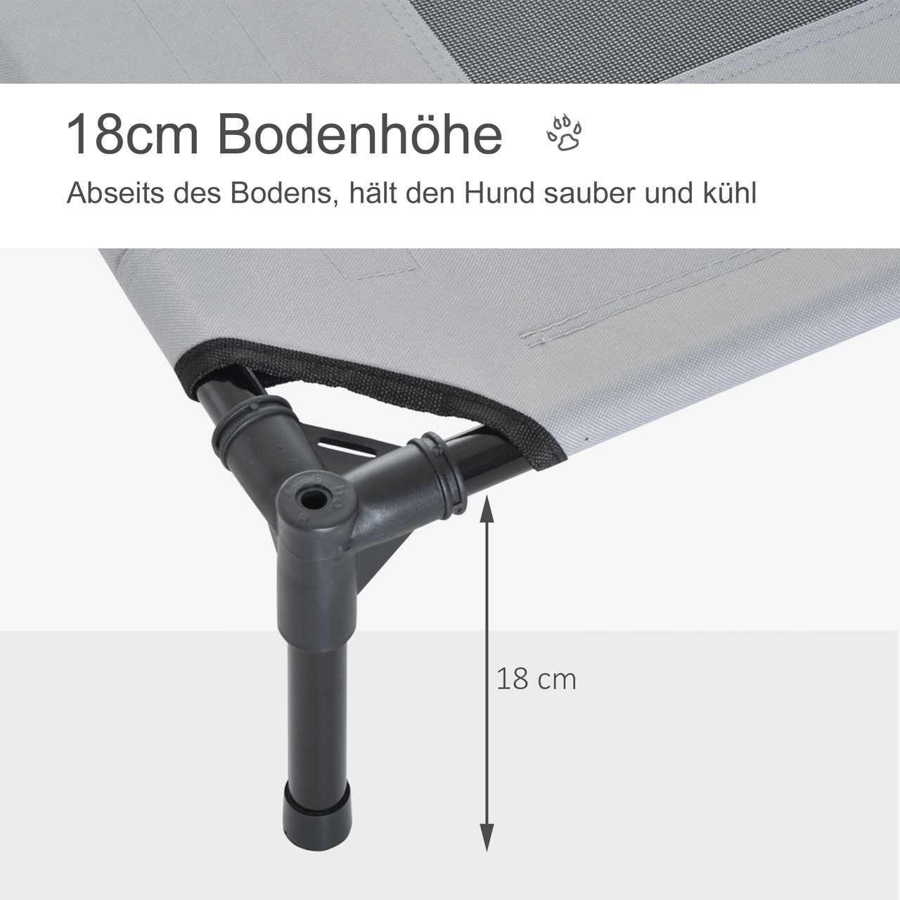 PawHut Haustierbett mit Baldachin Erhöhtes Hundebett Hundeliege outdoor Grau