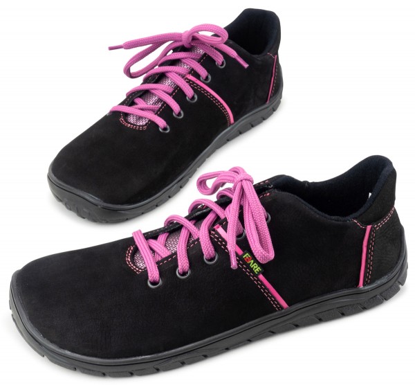 Fare Bare |vB ~ LowCut Leder Schnürer + Tex ~ Schwarz/Pink