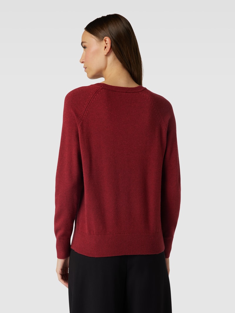 Strickpullover mit gerippten Abschlüssen in bordeaux rot meliert