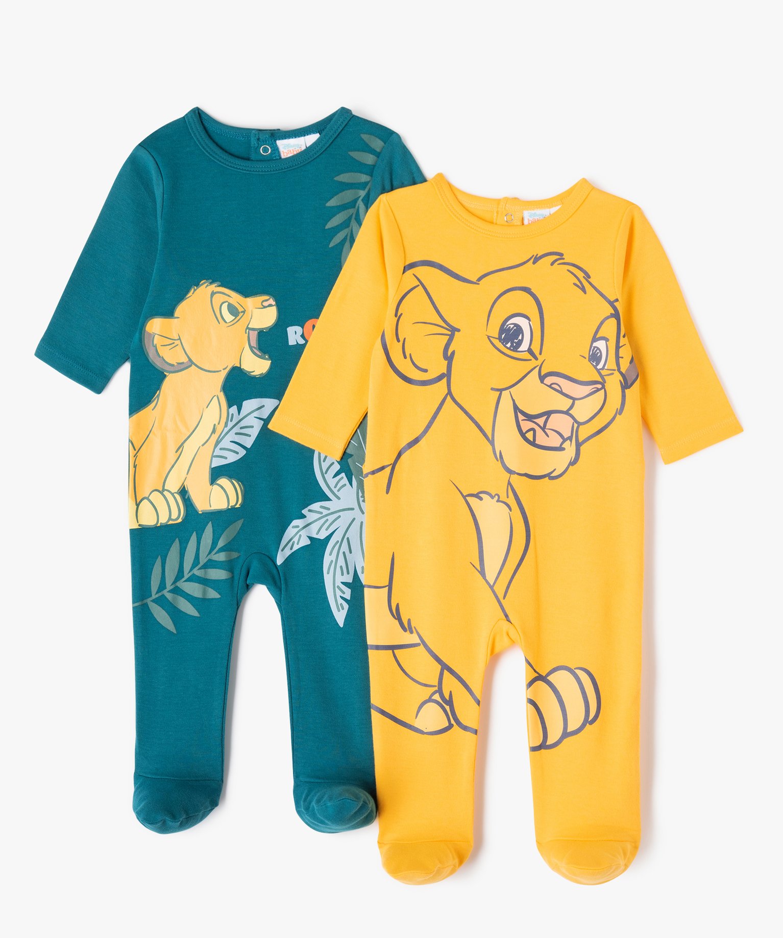 Pyjama dors-bien en jersey de coton à pont-dos bébé (lot ... jaune | GEMO