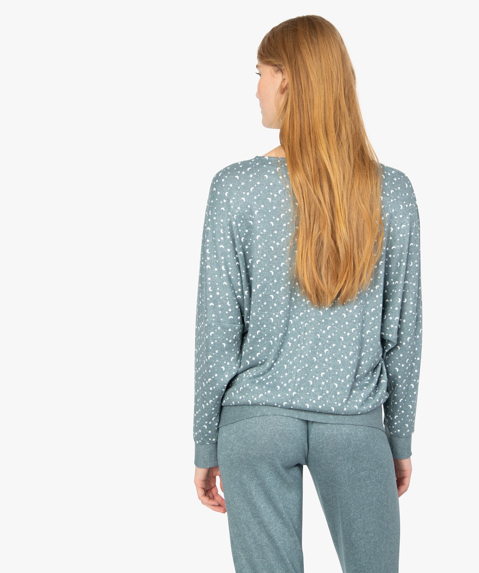 Haut de pyjama à manches chauve-souris femme imprime | GEMO
