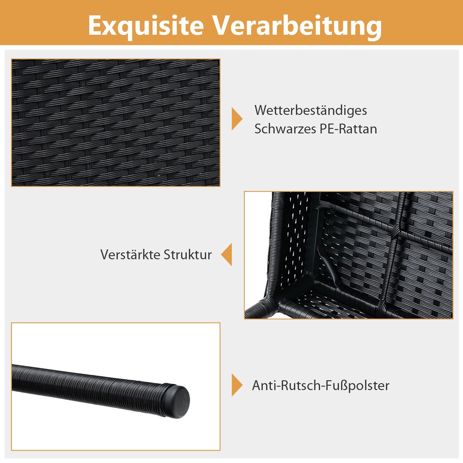 COSTWAY Gartenstuhl 2 TLG. Terrassenstühle (2 St), mit Kissen, bis 150kg