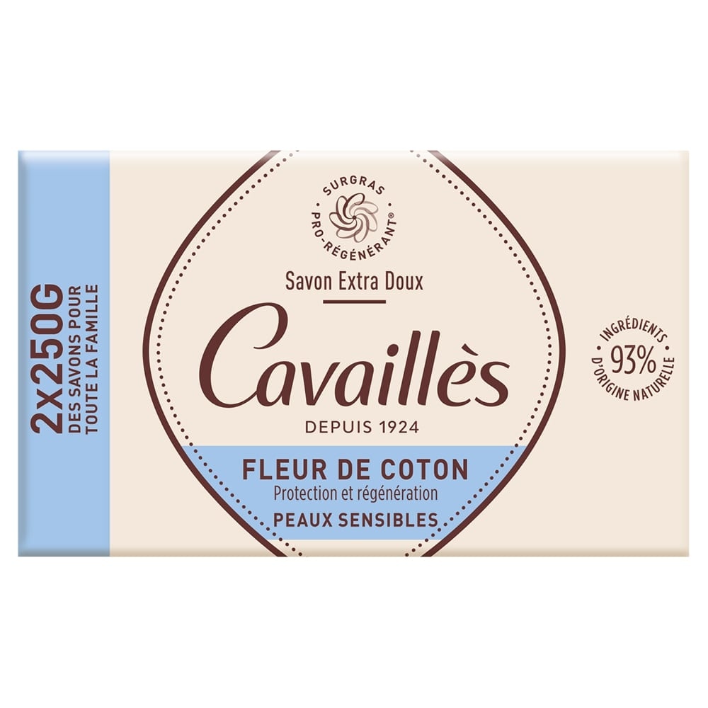 Cavaillès SAVON SURGRAS EXTRA DOUX FLEUR DE COTONlot de 2x250gr SAVON