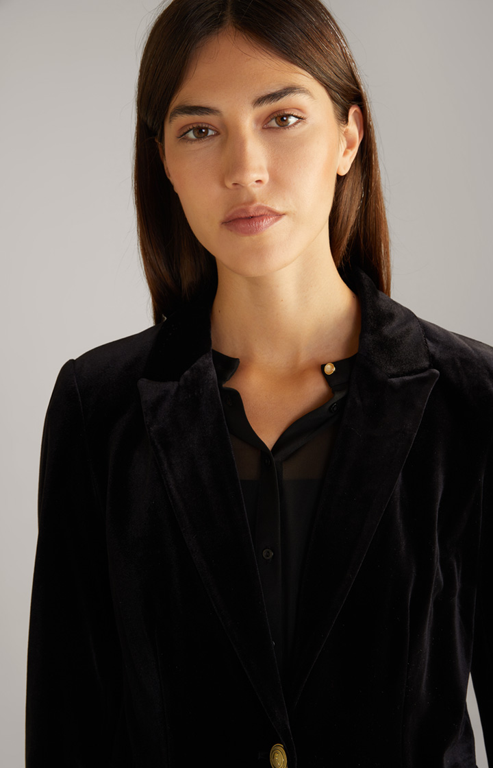 Samt-Blazer in Schwarz
