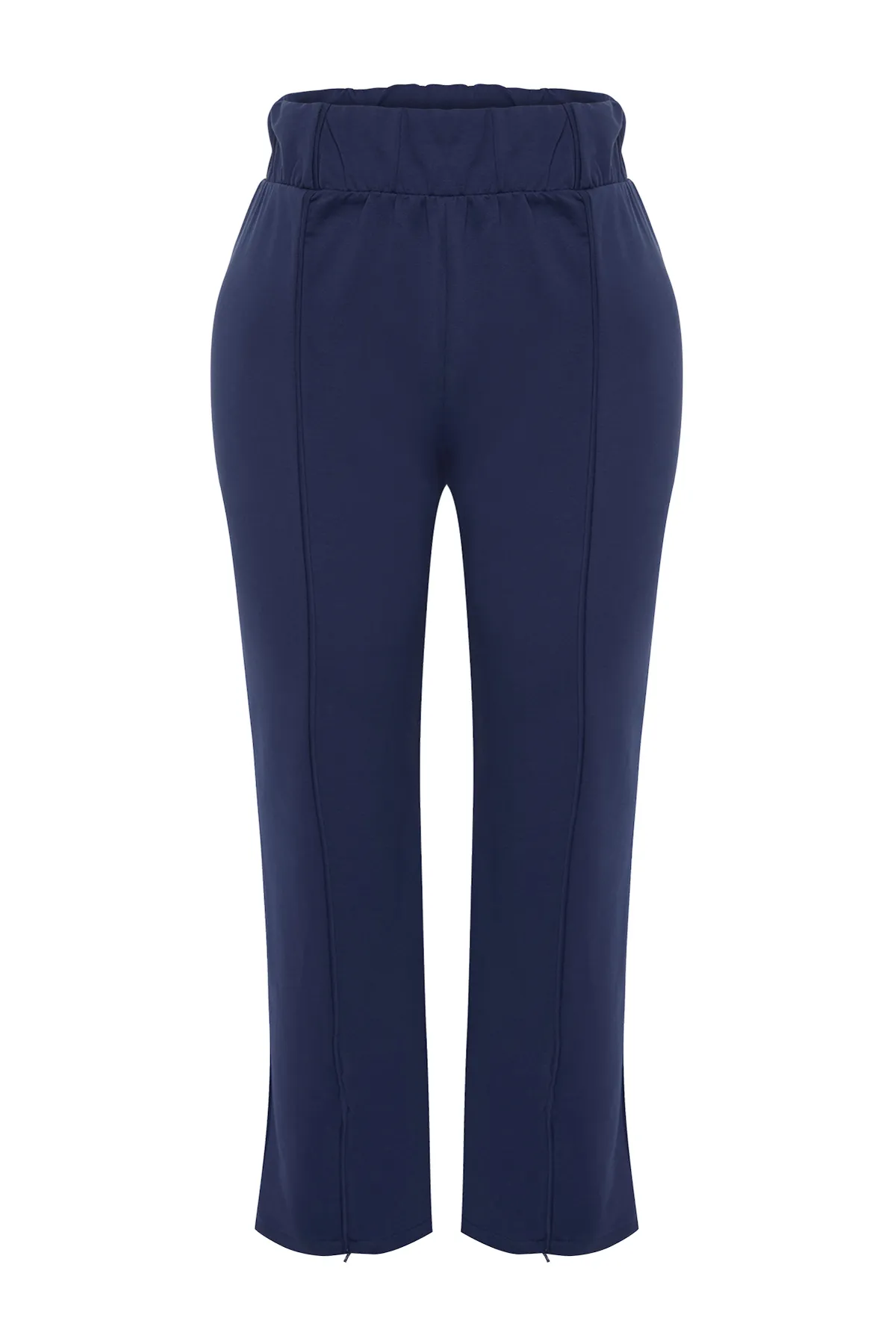 Trendyol Curve  Marineblaue Paspelierung, detaillierte dünne Jogger-Strick-Jogginghose TBBSS24AJ00001