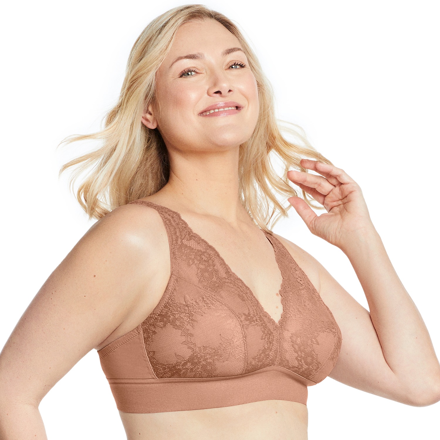 Bramour Lexington Plunge-Bralette mit Spitze - Cappuccino