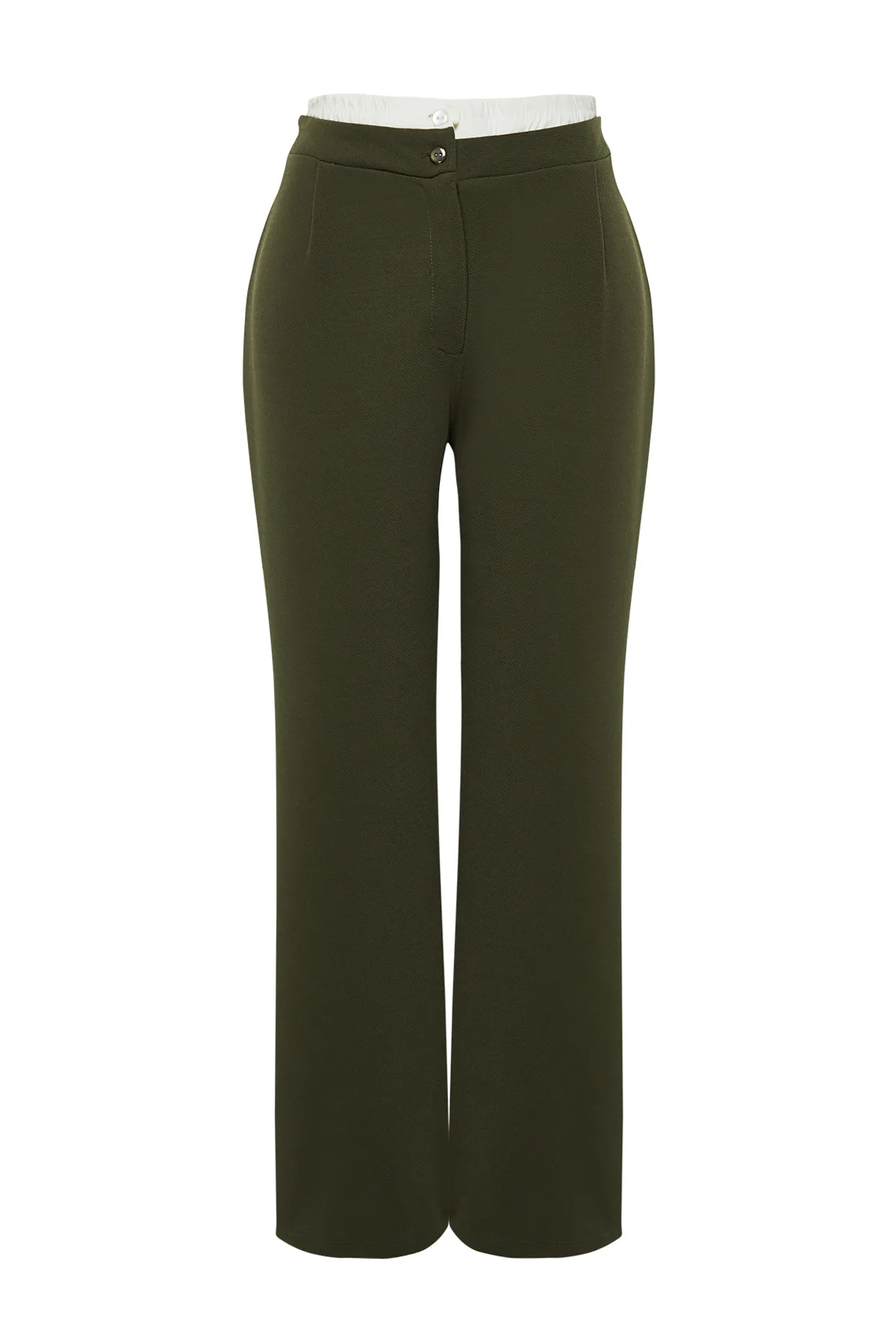 Trendyol Curve  Khakifarbene Strickhose mit Taillendetail TBBSS24AR00000