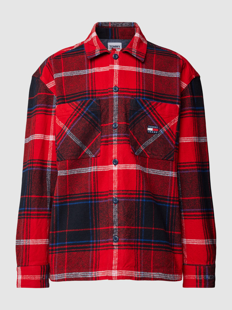 Overshirt Fit Freizeithemd mit Tartan-Karo in rot