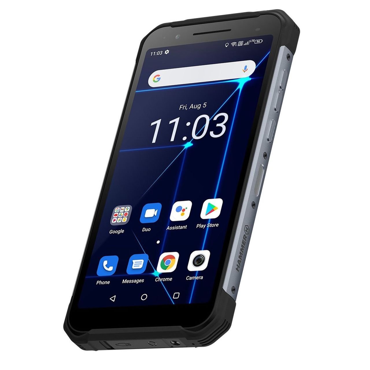 Hammer Construction LTE Smartphone 6 Zoll, 6000 mAh, 128GB, IP69, Schwarz-Silber