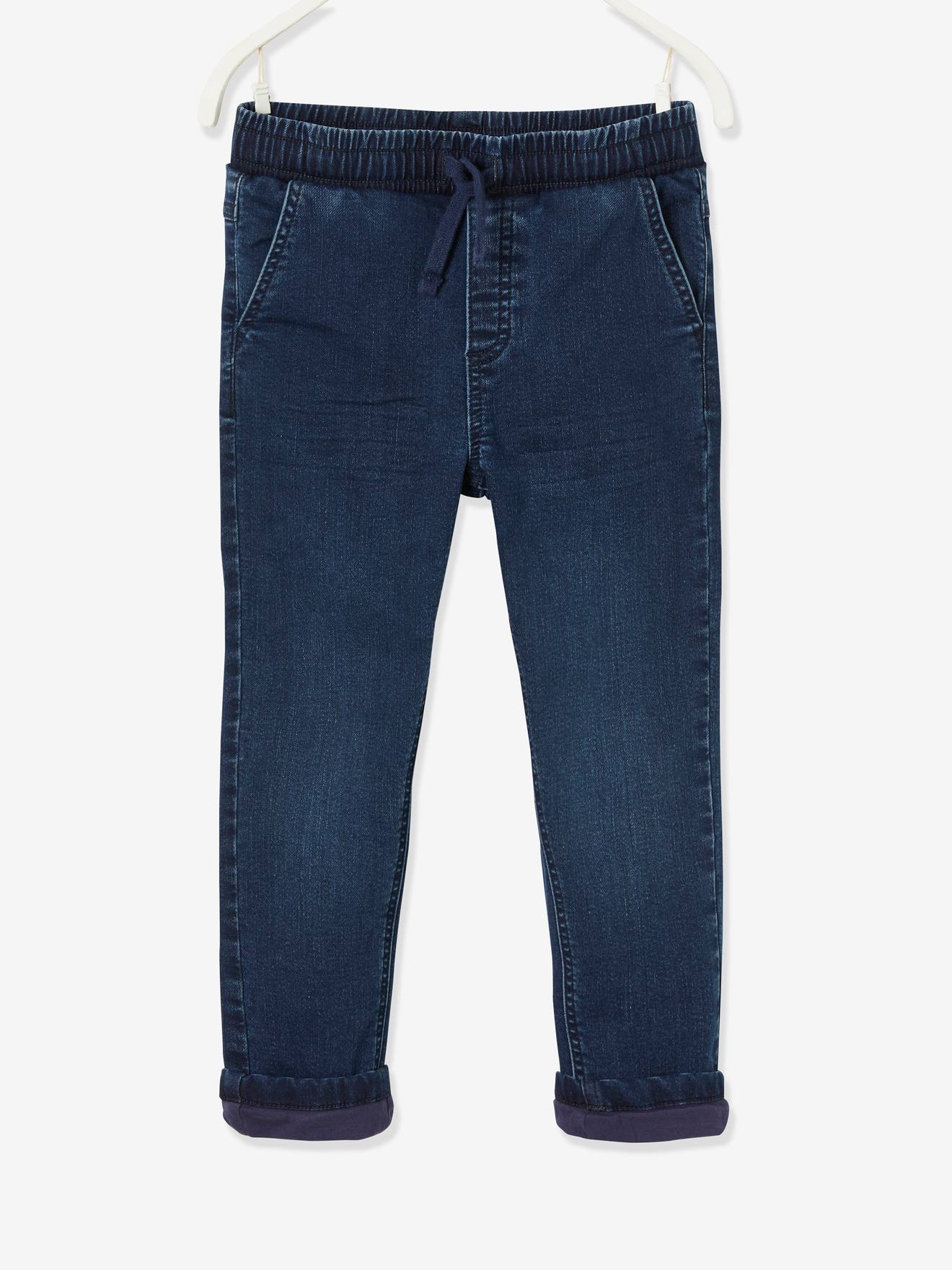 Vertbaudet Gefütterte Jungen Jeans, Straight-Fit Oeko-Tex - blue black